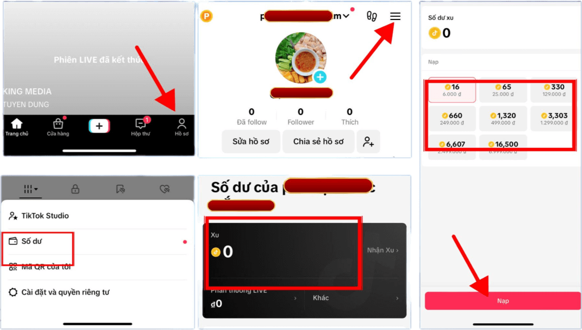 Hướng dẫn nạp xu trực tiếp trên điện thoại - Qua ứng dụng TIKTOK